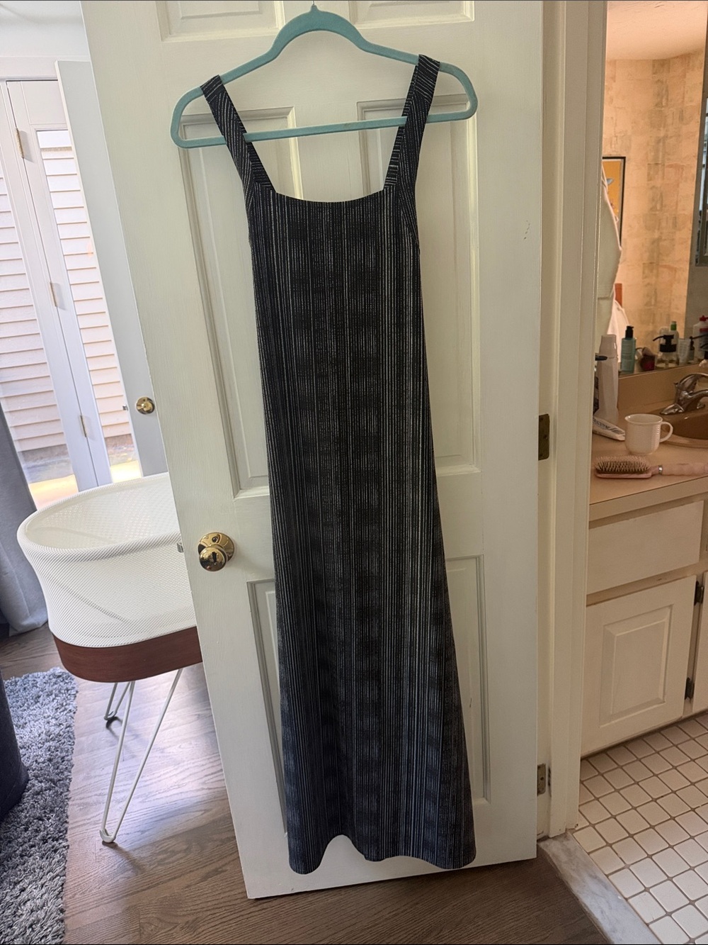 Athleta Black Striped Maxi Dress